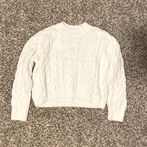 Stradivarius cable knit white sweater size medium